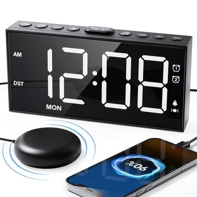Roxicosly Vibrating Alarm Clock with Bed Shaker for Heavy Sleepers, 3-Level V...