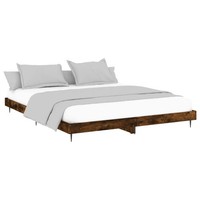Bettgestell Ohne Matratze RäUchereiche 200X200 Cm Holzwerkstoff