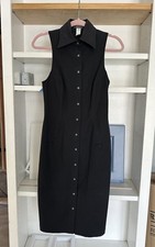 GIANNI VERSACE COUTURE Midi Dress Sleeveless Collared Black Womens Italian 40 *