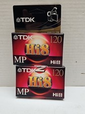 QTY 2 TDK Hi8 120 MP Video Cassettes, Tapes - Sealed
