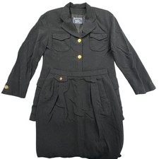 Vintage Burberrys Skirt Suit Womens 10/12 Black 100 Wool Knit 2 Piece Blazer