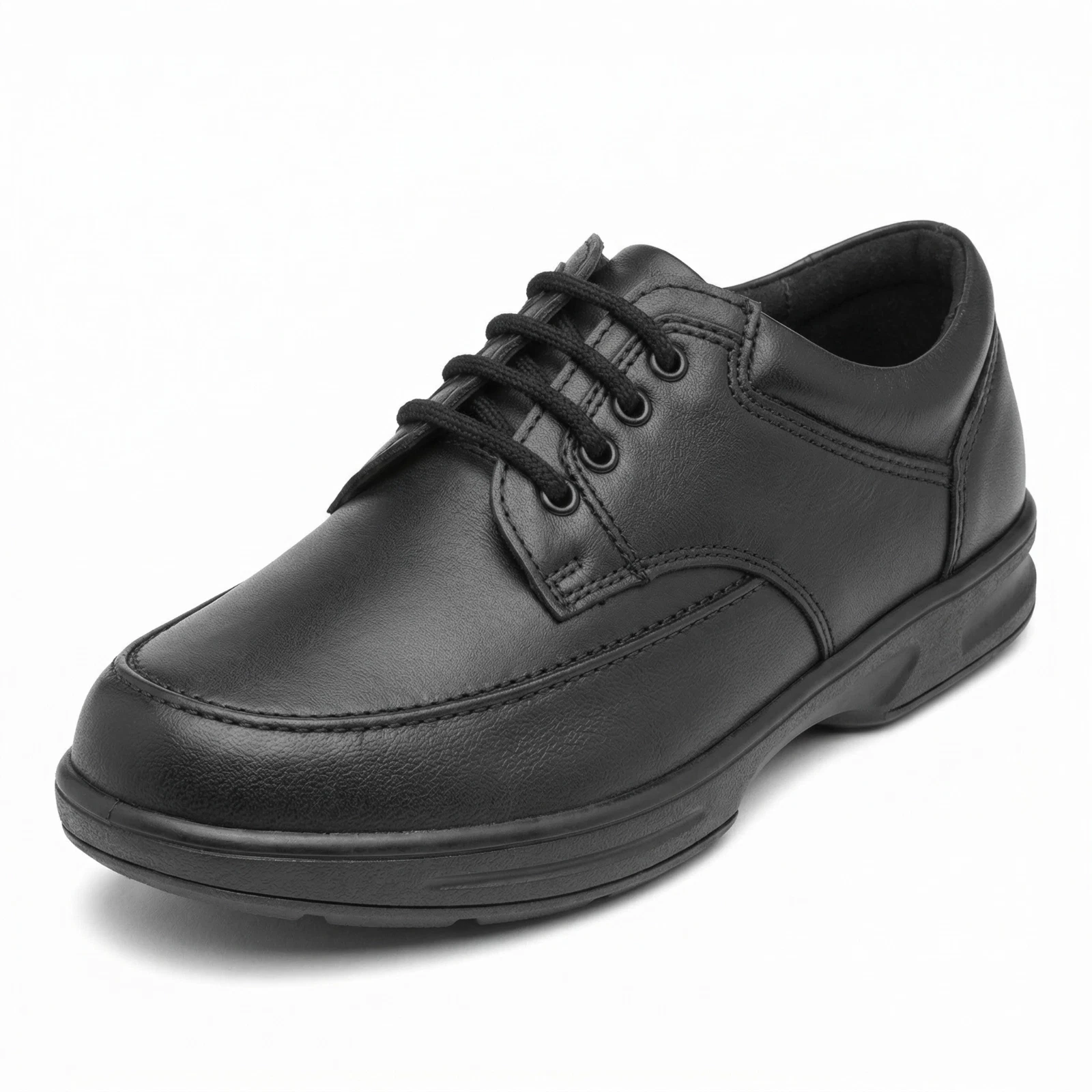 Mens Leather Wide Fit Lace Up Shoes Black Casual Work Office Breathable Shoes