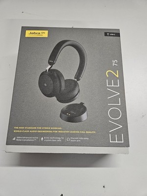 Jabra Evolve2 75 MS Stereo Bluetooth Headset, Ladestation, Schwarz