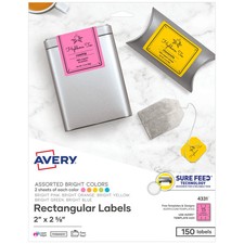 Color Labels Assorted Bright 2x2.6