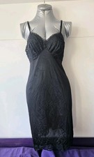 Vintage 90s Vanity Fair Full Dress Slip Nylon Black Lace Size 36