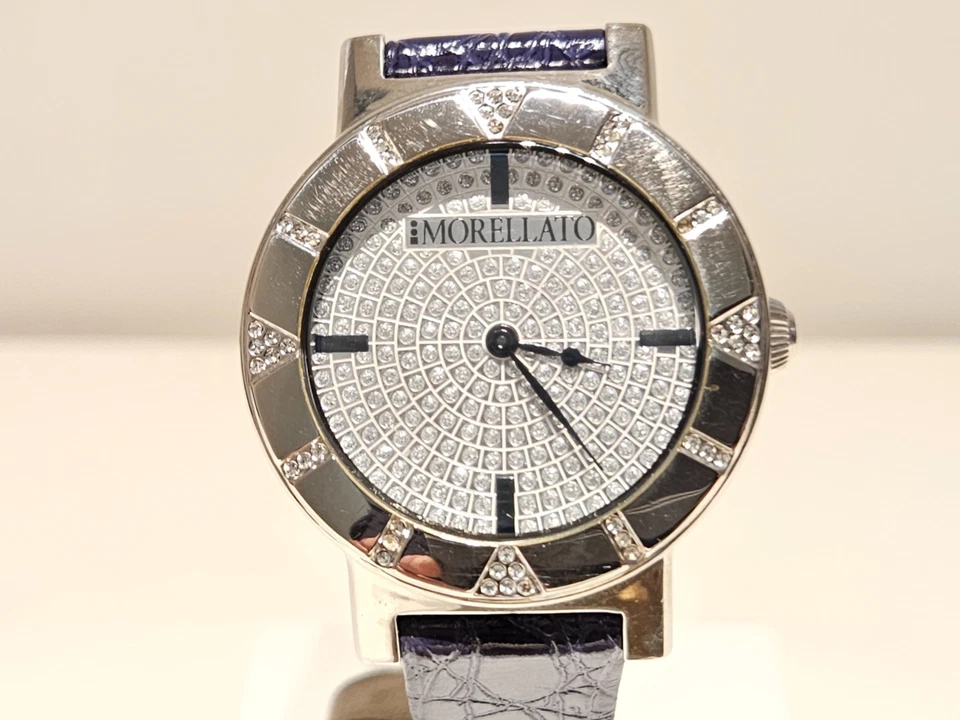 RELOJ RETRO DE LUJO HERMOSO DAMAS ITALIA ACERO INOXIDABLE CUARZO "MORELLATO" CON PIEDRAS Foto 3 de 4