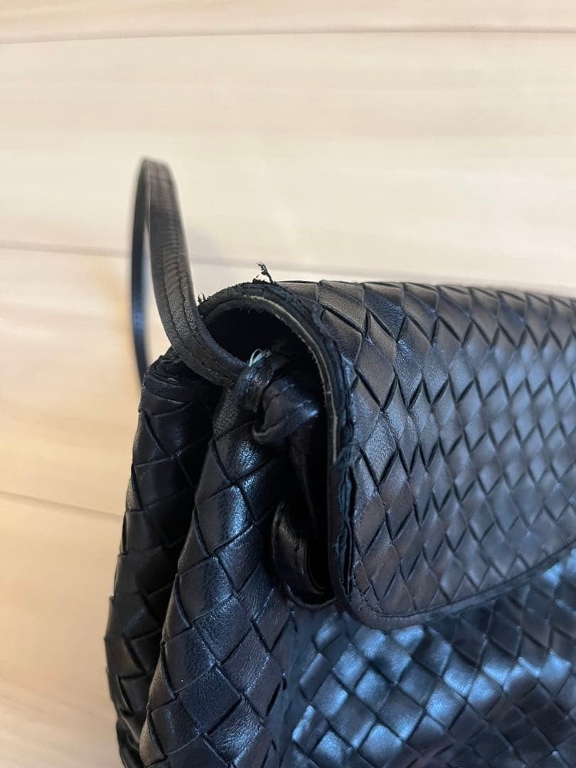Vintage Bottega Veneta Intrecciato Leather Shoulder Bag Black Rare Authentic thumbnail 5