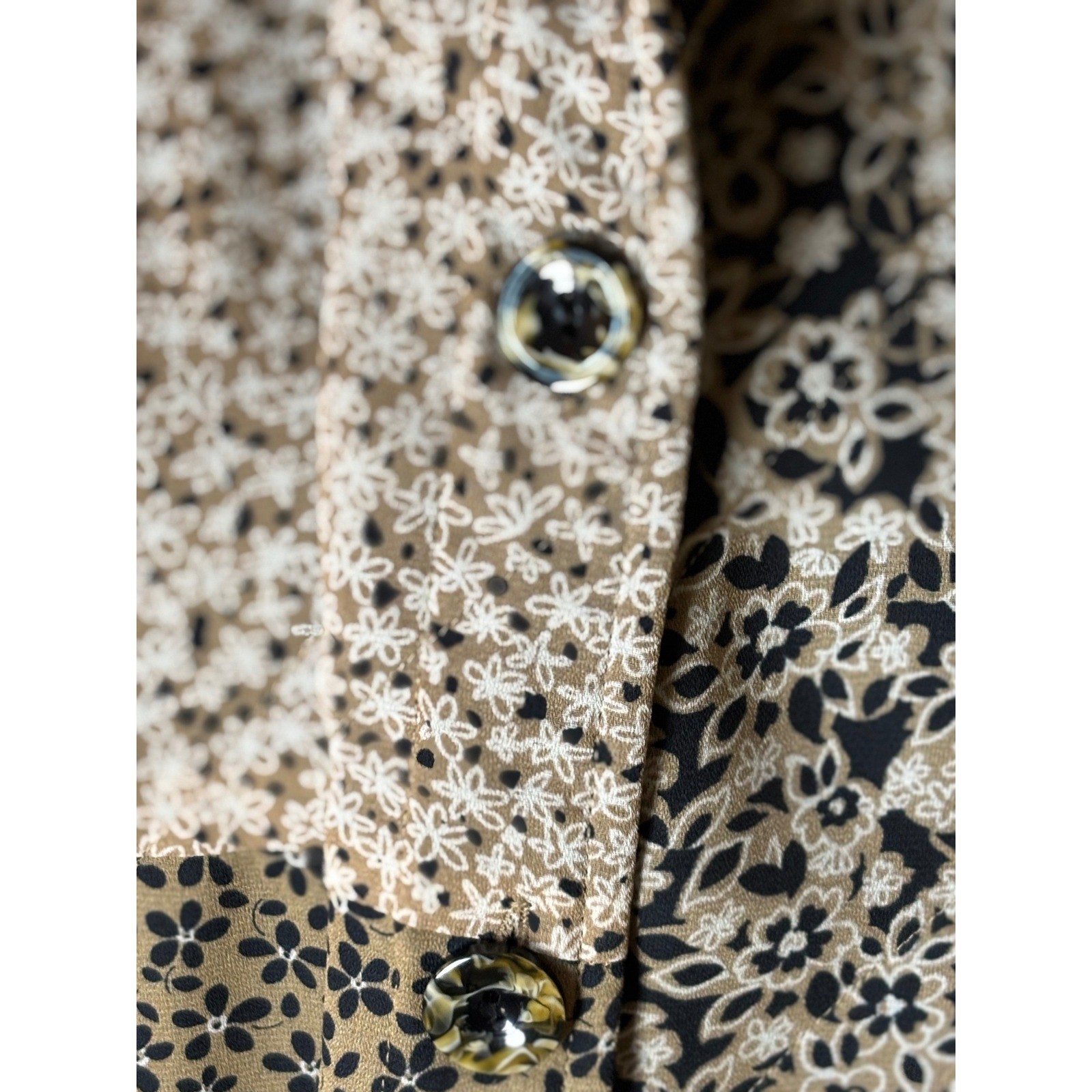 Vintage Patchwork Cottagecore Button shirt Jacket… - image 3