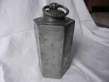 Zinn Flasche, Schraubflasche, mit Deckel, Monogramm WL 1840, Sechskant, alt.