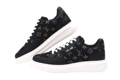 ¥42000→¥39000 Louis Vuitton ロゴ入りスニーカー LOUIS VUITTON MEN'S BIVERY HILLS SNEAKERS 1ACQL6 BLACK US7.5 Pre