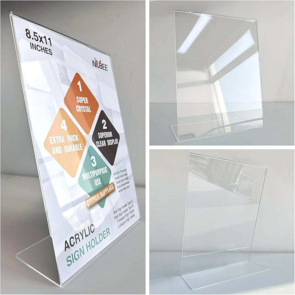 10-Pack Slanted Acrylic Sign Holders 8.5 x 11 Inch – Ideal for Events & Offices - Image 4 of 4