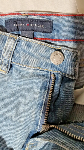 Kids Tommy Hilfiger Blue Distressed Size 7 Cuffed Blue Jeans - Picture 4 of 6