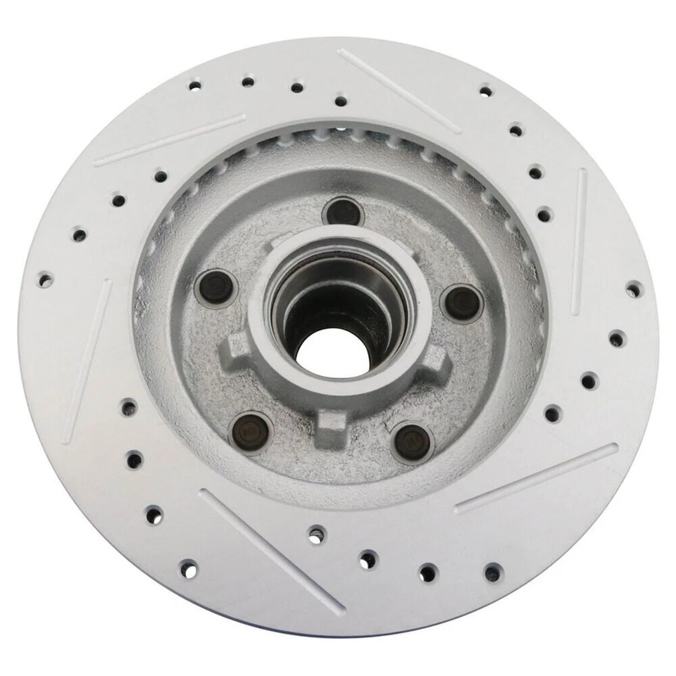 Nuevo par de rotor de freno delantero perforado y ranurado recubierto TRQ para Chevy GMC 1982-1995 Foto 3 de 4