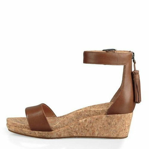 Australia Mujer Sandalias Tobillo Zoe Alpargatas Cuña Castaño Cuero 10 Nib eBay