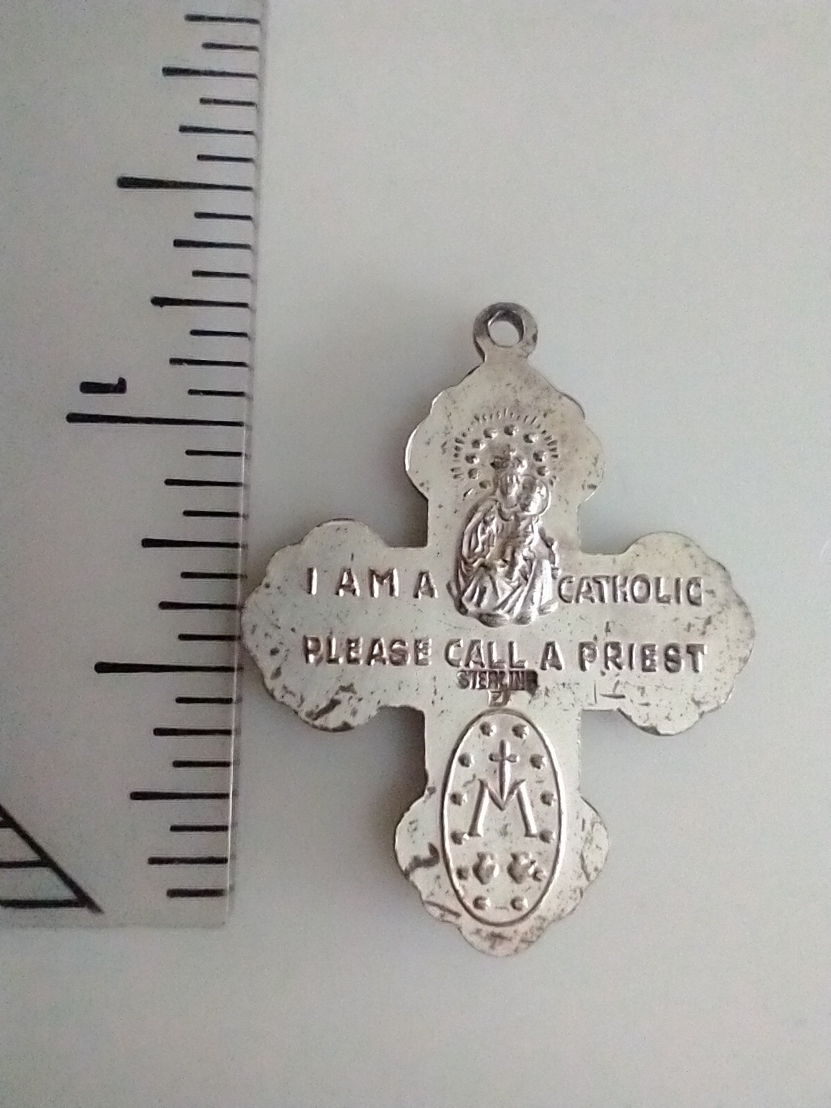 Vintage Catholic Sterling Silver 4 Way Protection Cross Religious Medal ...