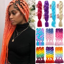 Jumbo Braiding Hair Extensions Afro Box Braids Ombre Rainbow Hair Any Colour HYT