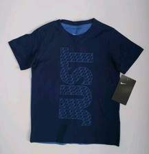 BRAND NEW Nike Tee Athletic Cut Blue 2 Sided Signature Shirt Sz. 4 XS 