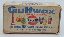 VINTAGE GULF OIL GULFWAX HOUSEHOLD PARAFFIN WAX BLOCK WITH ADVERTISING Multi-use