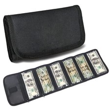 Money Organizer Cash Wallet with 6 Zippered Slots Bill Receipt Cash Holder