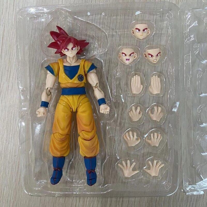 Boneco de ação 6SHF Dragon Ball Z Super Saiyajin Deus cabelo vermelho Son  Goku brinquedos sem caixa