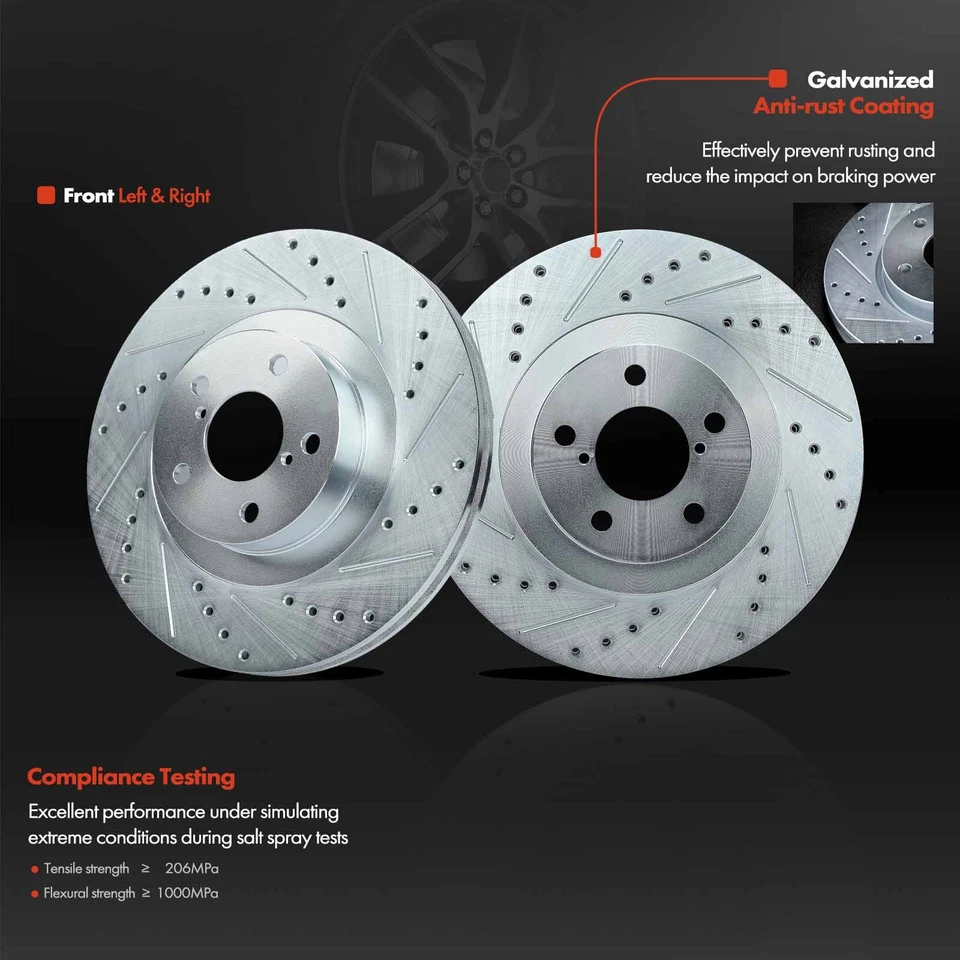 Передние перфорированные и щелевые тормозные диски для Subaru Baja Impreza Legacy Outback Saab - Изображение 2 из 4