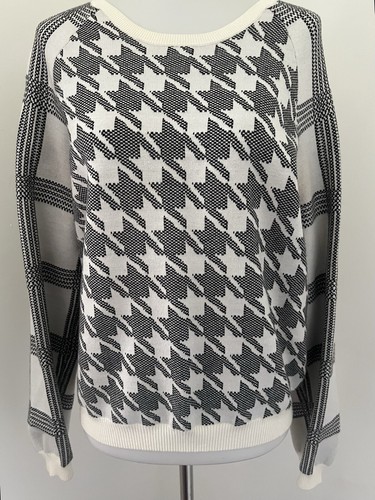 Anthropologie Bailey Pullover Sweater Size S Houndstooth Knit Design - Picture 2 of 11