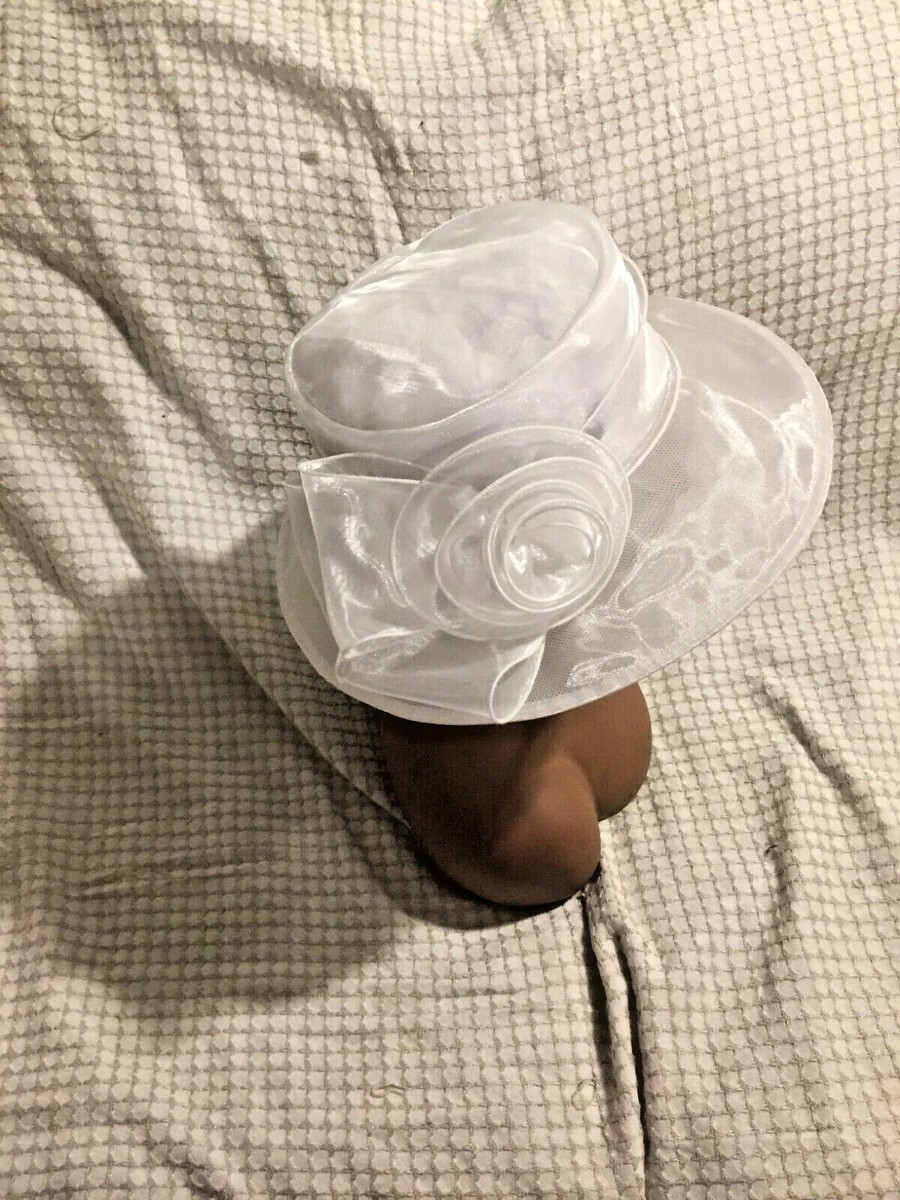 Rosette Seersucker Organza Micro Hat 3._2BSeersucker_2BHat_2BWhite.  main image 4