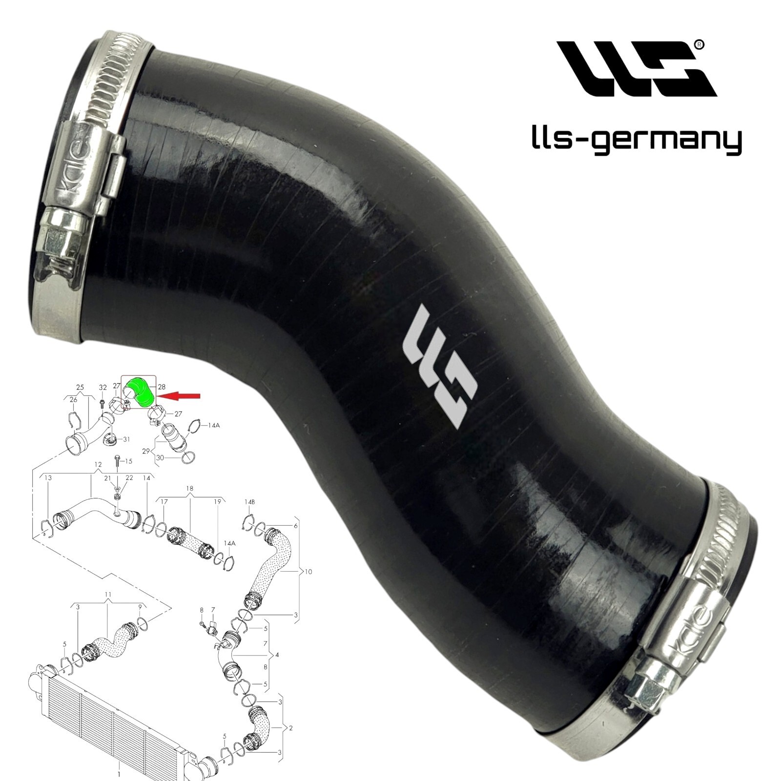 Turbo Hose Intercooler Hose For VW TRANSPORTER T5 2.5 TDI 7H0145832K
