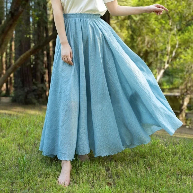 Indian Sky Blue Solid Cotton Skirt Women s Clothing Skirt Girls Partywear Skirts