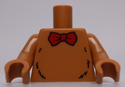 Lego Medium Nougat Torso Red Bow Tie and Black Fur Lines Pattern