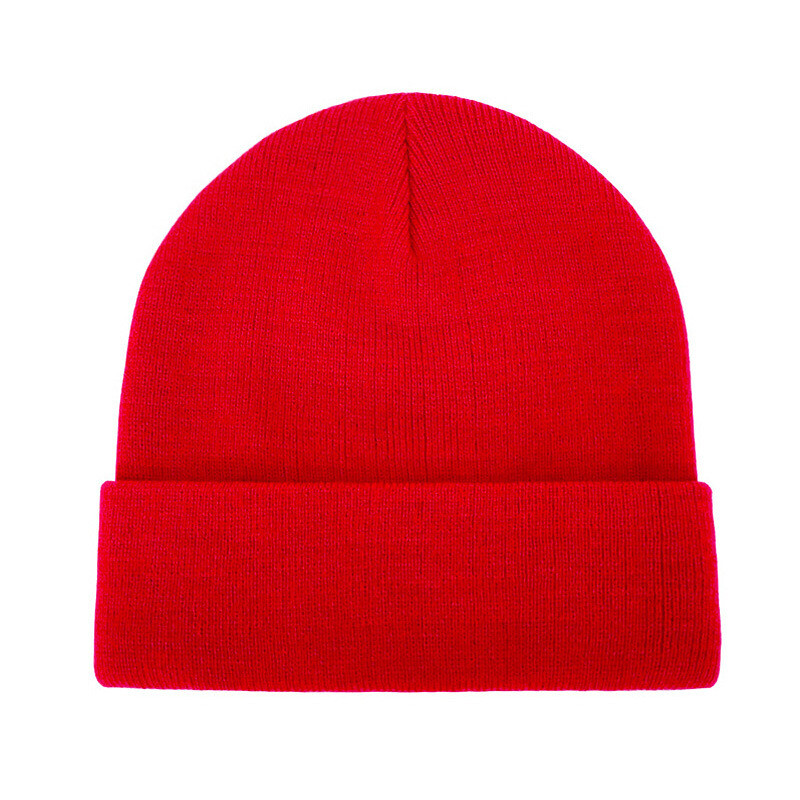 Men's and Women's Wool Warm Knit Caps Domed Solid Color Ski Caps