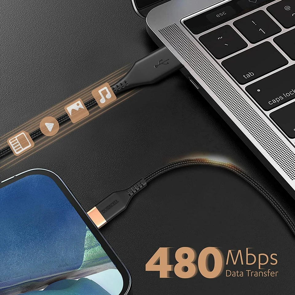 Cable de sincronización trenzado y carga rápida DURACELL USB a tipo C 1,2 M - Serie 1 - Envío gratuito Foto 4 de 4