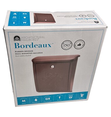 Bordeaux Rubbed Bronze,Wall Mount Mailbox With Lock/Keys Medium 2697RZ-10 New