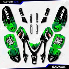 Green Savage Camo Racing Graphics kit fits Polaris Outlaw 50 ATV Decals 07-14
