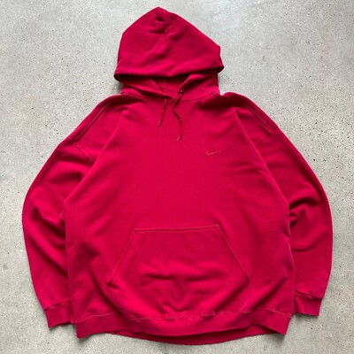 Vintage 90s Nike White Tag Tonal Red Swoosh Hoodie Sweatshirt | eBay
