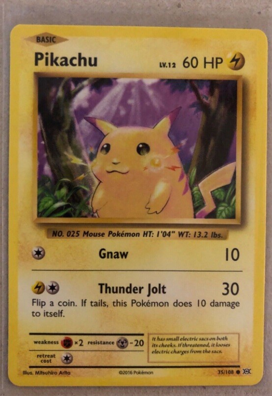 Pikachu 35/108 - Common Pokemon Card - XY Evolutions Set 2016 Rare