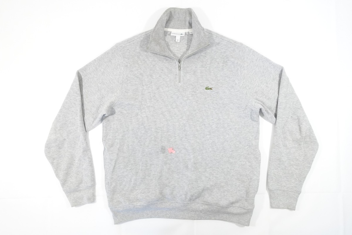 LACOSTE FA13487 GRAY 5 LARGE 1/4 ZIP MOCK NECK SWEATER MENS