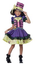 Mad Hatter Girl Alice in Wonderland Classic Fancy Dress Halloween Child Costume