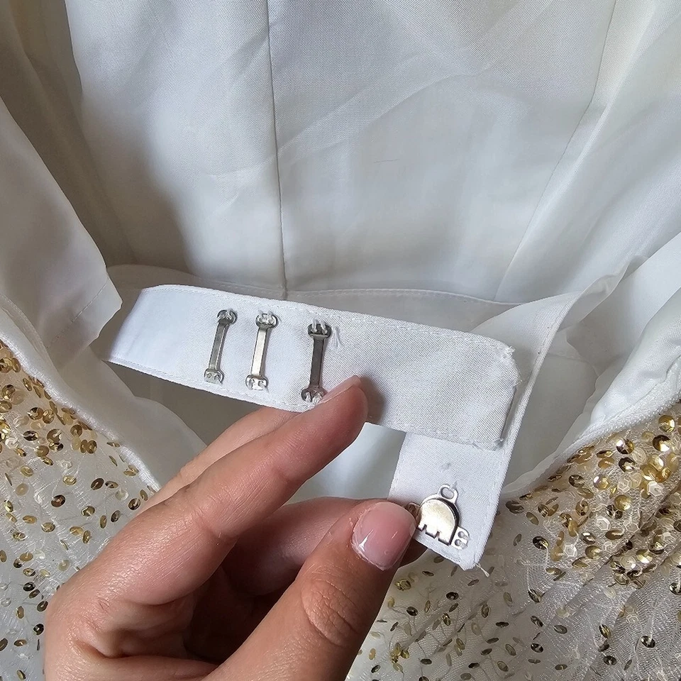 Sherri Hill Dress M Beaded Tulle Homecoming Short Fairy Princess Gold White 2794 - Image 2 of 4