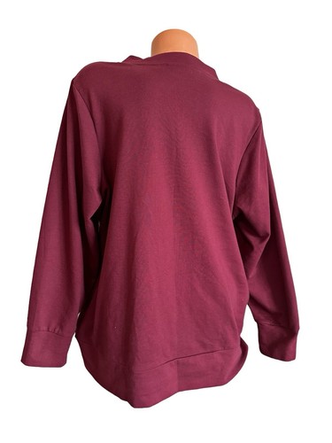 Quacker Factory Sequin Swirl Terry Bomber Jacket Burgundy Full Zip 1X - Picture 2 of 7