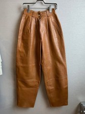 1980's Claude Montana Leather Pants Size S Brown Vintage Authentic Rare Japan JP