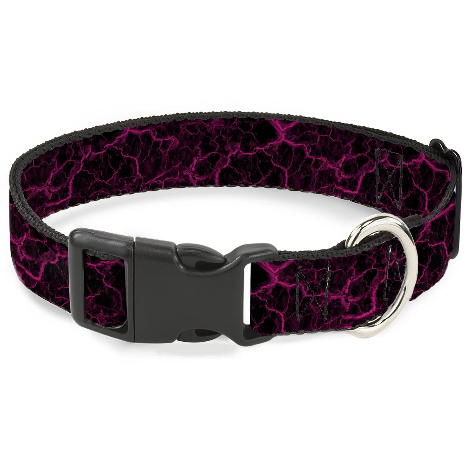 Plastic Clip Collar Marble Black/Hot Pink NARROW-Small 7-8.5"