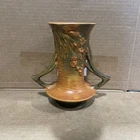 Roseville Art Pottery Floral Vase 34-8 Orange Brown Ceramic Decorative