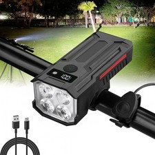 Bike Headlight Bicycle Handlebar Front Light LED Rechargeable Lamp 120dB Horn