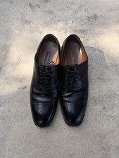 Salvatore Ferragamo TAK Leather Cap Toe Brogue Oxford 9 D Men's Black Shoes