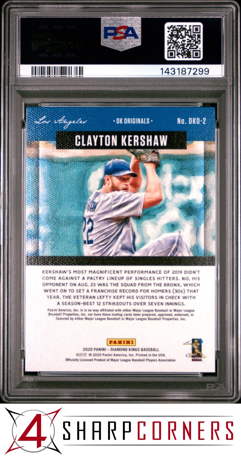 2020 PANINI DIAMOND KINGS DK ORIGINALS #DKO2 CLAYTON KERSHAW POP 2 PSA 10 view 2