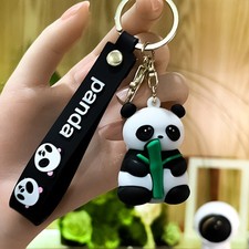 Natural Tactility Adorable Panda Charm Keychain Silicone for Gifts and Daily Use