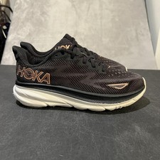 Hoka One One Clifton 9 Running Shoes Womens 8 B Black Road Cushioned Sneakers
