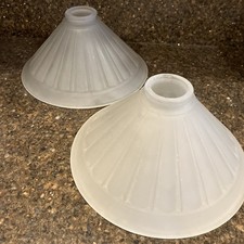 Frosted ribbed round pendant glass LIGHT shade 9.5" Dia. - FITTER 2" set of 2
