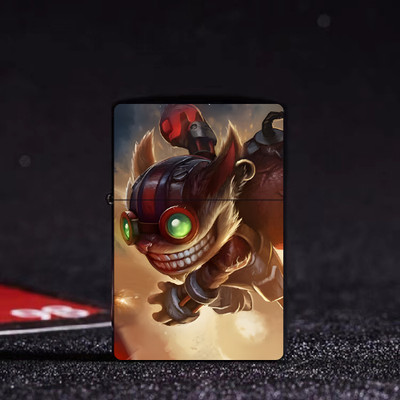 League of Legends Ziggs Windproof Pocket Lighter Custom Printed Champion Design